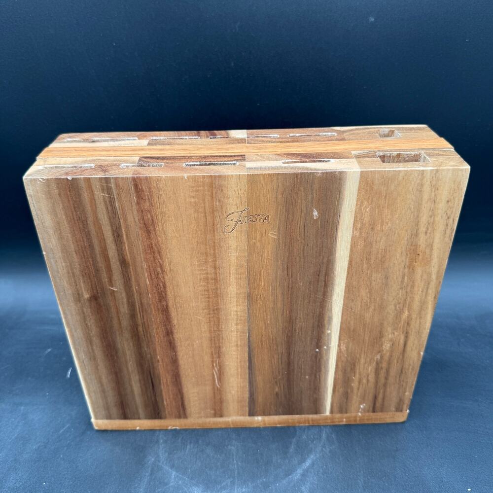 Fiesta Knife Block Wooden with Cutting Board Storage 10 slot